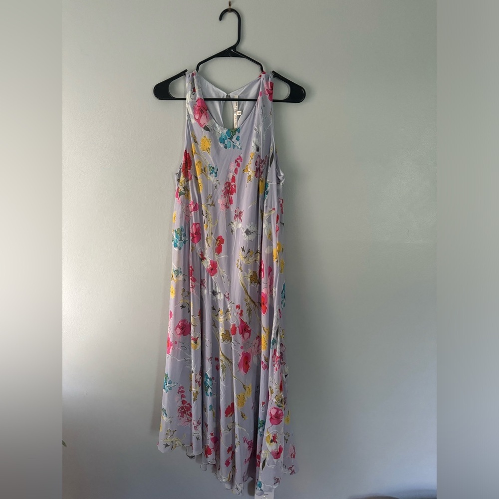 RACHEL Rachel Roy Asymmetrical Floral Lavender midi Dress 0X - Picture 4 of 4